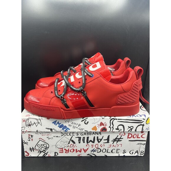 Dolce & Gabbana Portofino Calfskin Leather Red Sneakers EUR 45 / US 12 W/BOX main image 9